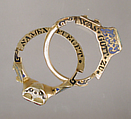 Gimmel ring (Twin ring), Gold, enamel, rubies, emerald, Southern German
