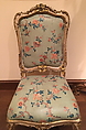 Side chair (set of four), Carved, painted, silvered, and gilded pine and beechwood, with printed cotton (not original), Southern German