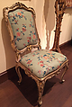 Side chair (set of four), Carved, painted, silvered, and gilded pine and beechwood, with printed cotton (not original), Southern German