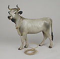 Young bull, Possibly by Francesco Gallo, Polychromed terracotta body with wooden legs, tail and horns, Italian, Naples