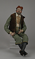 Man, Polychromed terracotta head; wooden limbs; body of wire wrapped in tow; silk garments; glass eyes, Italian, Naples