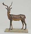 Antlered buck, Polychromed terracotta body; wooden legs and horns; glass eyes, Italian, Naples