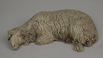 Sleeping sheep, Polychromed terracotta body, Italian, Naples