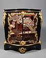 Corner cabinet (encoignure) (one of a pair), Bernard II van Risenburgh (ca. 1696–ca. 1767), Oak veneered with ebony and Coromandel lacquer, cherry wood, and purplewood; gilt-bronze mounts; brocatelle marble top, French, Paris