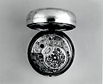 Pair-case watch and key, Watchmaker: Stephen Gibbs (British, born ca. 1733, Clockmakers&#39; Company 1748–64), Silver; painted enamel;  brass and steel, British, London
