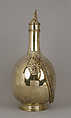 Pilgrim bottle (one of a pair), William Elliott (British, London 1762–1854 London), Gilt silver, cork, British, London
