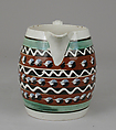 Barrel shaped jug, Pottery, British