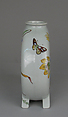 Pilgrim flask with botanical spray and butterfly, Minton(s) (British, Stoke-on-Trent, 1793–present), Earthenware, British, Stoke-on-Trent, Staffordshire