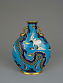 Moon flask with crane and fish motifs, Design attributed to Christopher Dresser (British, Glasgow, Scotland 1834–1904 Mulhouse), Bone china with enamel decoration and gilding, British, Stoke-on-Trent, Staffordshire