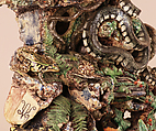 Grotto with owl, snake, and lizard, Charles-Jean Avisseau (French, Tours 1796–1861 Tours), Glazed earthenware, French