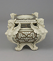 Henri II Ware salt, Joseph Francois Léon Arnoux (French, working England, Toulouse 1816–1902 Hartshill), Glazed earthenware with enamel and inlaid slip decoration, British, Stoke-on-Trent