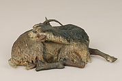 Seated goat, Polychromed terracotta, Italian, Naples