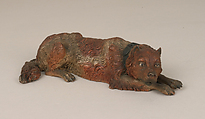 Reclining dog, Polychromed terracotta, Italian, Naples