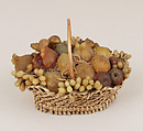 Large basket of fruit with handle, Wax, wicker, Italian, Naples