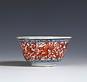Teabowl with Chinoiserie decoration, Ignaz Preissler  Bohemian, Jingdezhen porcelain with underglaze blue border, decorated in iron-red enamel and gold decoration, Chinese, Jingdezhen with Bohemian, Kronstadt (present-day Kunstàt, Czech Republic) decoration