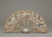 Folding fan, Silk, ivory, spangles, French