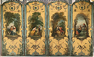 The Four Seasons, Antoine Watteau engraved by Boucher French, Canvas, painted in oil, with damask backing, French