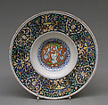 Plate, The Vulcan painter, Maiolica (tin-glazed earthenware), Italian, Caffaggiolo