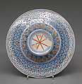 Plate, The Vulcan painter, Maiolica (tin-glazed earthenware), Italian, Caffaggiolo