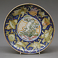 Tazza with Ganymede and the eagle, Maiolica (tin-glazed earthenware), lustered, Italian, Castel Durante with Gubbio luster