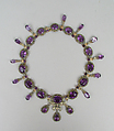Necklace (part of a set), Gold, amethysts, French, Paris