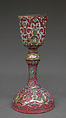Standing cup, Tin-glazed earthenware, lustered, Italian