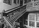 Staircase from Cassiobury Park, Hertfordshire, Attributed to Edward Pearce (ca. 1630–1695), Risers, treads: oak; balustrade friezes, finials: elm; newel posts, stringers, skirting, baluster bases, balusters, handrails: pine, British
