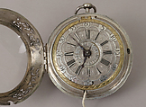 Watch clock, Watchmaker: Johann Gottfried Kriedel (German, 1702–1757), Silver, brass, steel, German, Bautzen