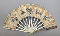 Fan, Ivory, paper, French