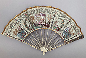 Fan, Ivory, silk, mother-of-pearl, French