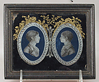 Panel with portraits of two boys, Verre églomisé, possibly French