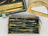 Draughtsman's instruments, Le Maire fils, Brass, wood, steel, French, Paris
