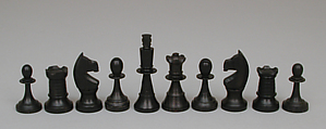 Chessmen (32) and box, Ivory, ebony, French, Dieppe