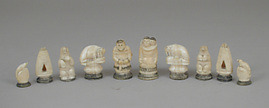 Chessmen (32), Walrus ivory, American Eskimo, Alaska