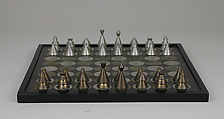 Chess set, Brass, pewter, and ebony, Swedish
