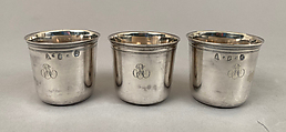 Set of six liqueur cups, Jacques Charles Chambert (master 1760, active 1788), Silver, French, Versailles (Paris Mint)
