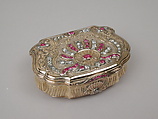 Snuffbox, Daniel Govaers (or Gouers) (French, master 1717, active 1736), Gold, rubies, diamonds, French, Paris