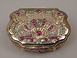 Snuffbox, Daniel Govaers (or Gouers) (French, master 1717, active 1736), Gold, rubies, diamonds, French, Paris
