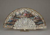 Folding fan, Paper, ivory, mother-of-pearl, spangles, glass, French