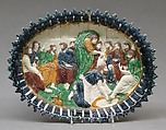 Dish with Christ washing the feet of St. Peter, Bernard Palissy French, Lead-glazed earthenware, French