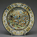 Plate, Maiolica (tin-glazed earthenware), lustered, Italian