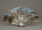 Folding fan, Paper, mother-of-pearl, ivory, French