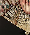 Folding Fan Depicting a Mask, Gouache on parchment; painted ivory, British