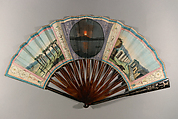 Folding Fan with Representations of Pompeii and the 1786 Eruption of Vesuvius, Gouache on parchment; tortoiseshell, gilt metal, glass, Italian