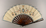 Folding Fan with Representations of Pompeii and the 1786 Eruption of Vesuvius, Gouache on parchment; tortoiseshell, gilt metal, glass, Italian