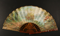 Fan, J. Donzel fils, Parchment, paint; imitation tortoiseshell, gilded and silvered, glass, metal, French