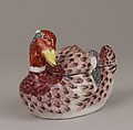 Miniature tureen in the form of a duck (one of a pair), Bow Porcelain Factory (British, 1747–1776), Soft-paste porcelain, British, Bow, London