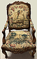 Pair of armchairs, Beauvais, Carved walnut; Beauvais tapestry covers, French