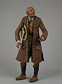 Man, Lorenzo Mosca (died 1789), Polychromed terracotta head and wooden limbs; body of wire wrapped in tow; cotton and silk garments with silver thread-wrapped buttons; leather belt with gold buckle, Italian, Naples