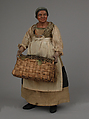 Peasant woman, Matteo Bottigheri, Polychromed terracotta head and wooden limbs; body of wire wrapped in tow; cotton and velvet garments; metal buckle on shoe, Italian, Naples
